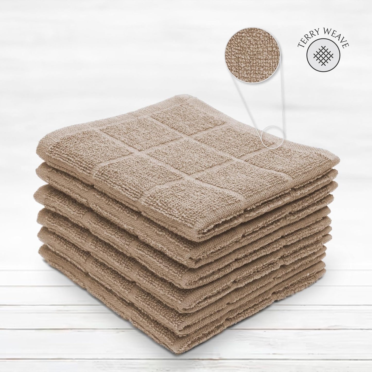 100% Cotton Terry Dish Cloth & Dish Towel, 6 Pack, Super Soft and Absorbent Kitchen Towels, Perfect
