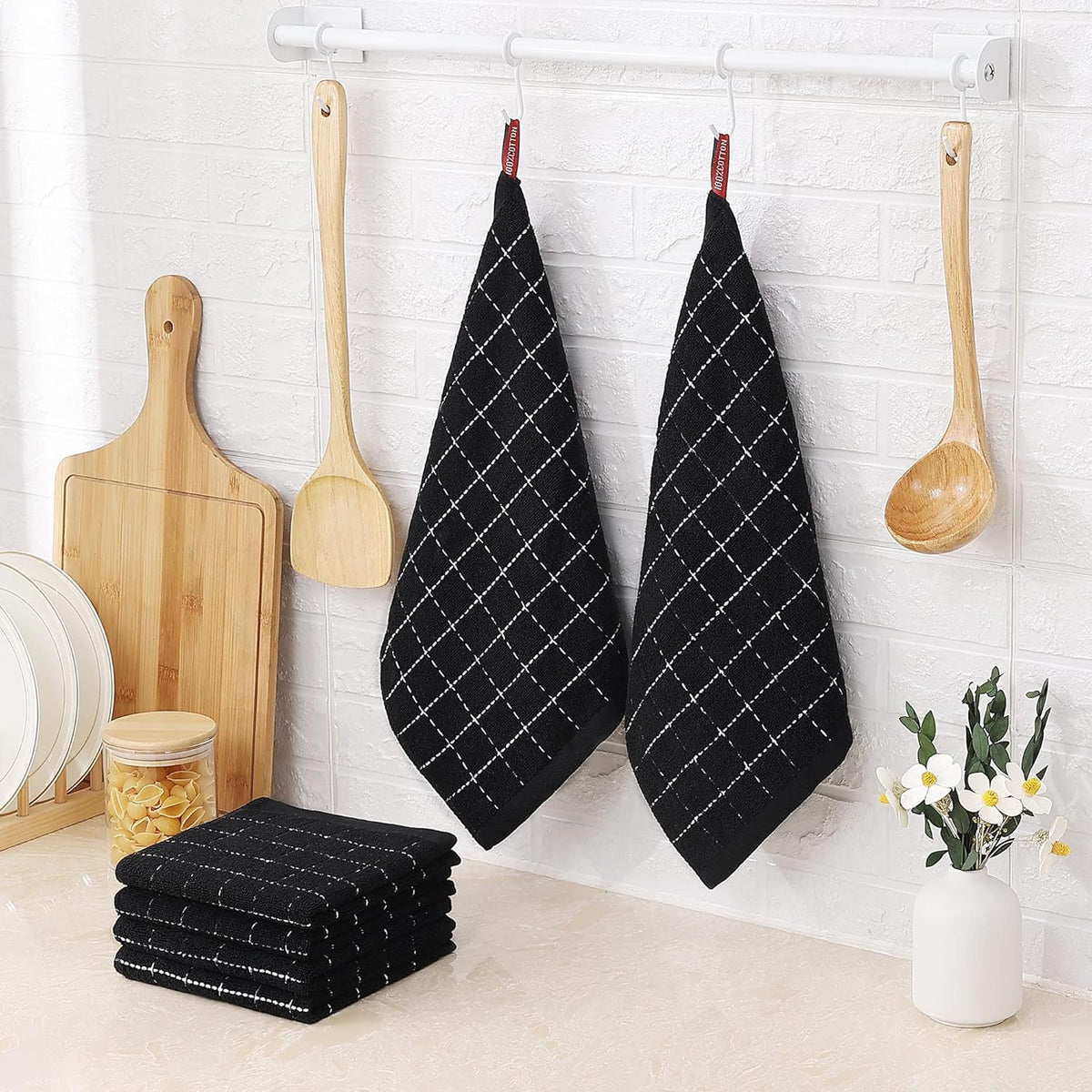 Homaxy 100% Cotton Terry Kitchen Dish Cloths, Ultra Soft and Absorbent Dish Towels for Kitchen