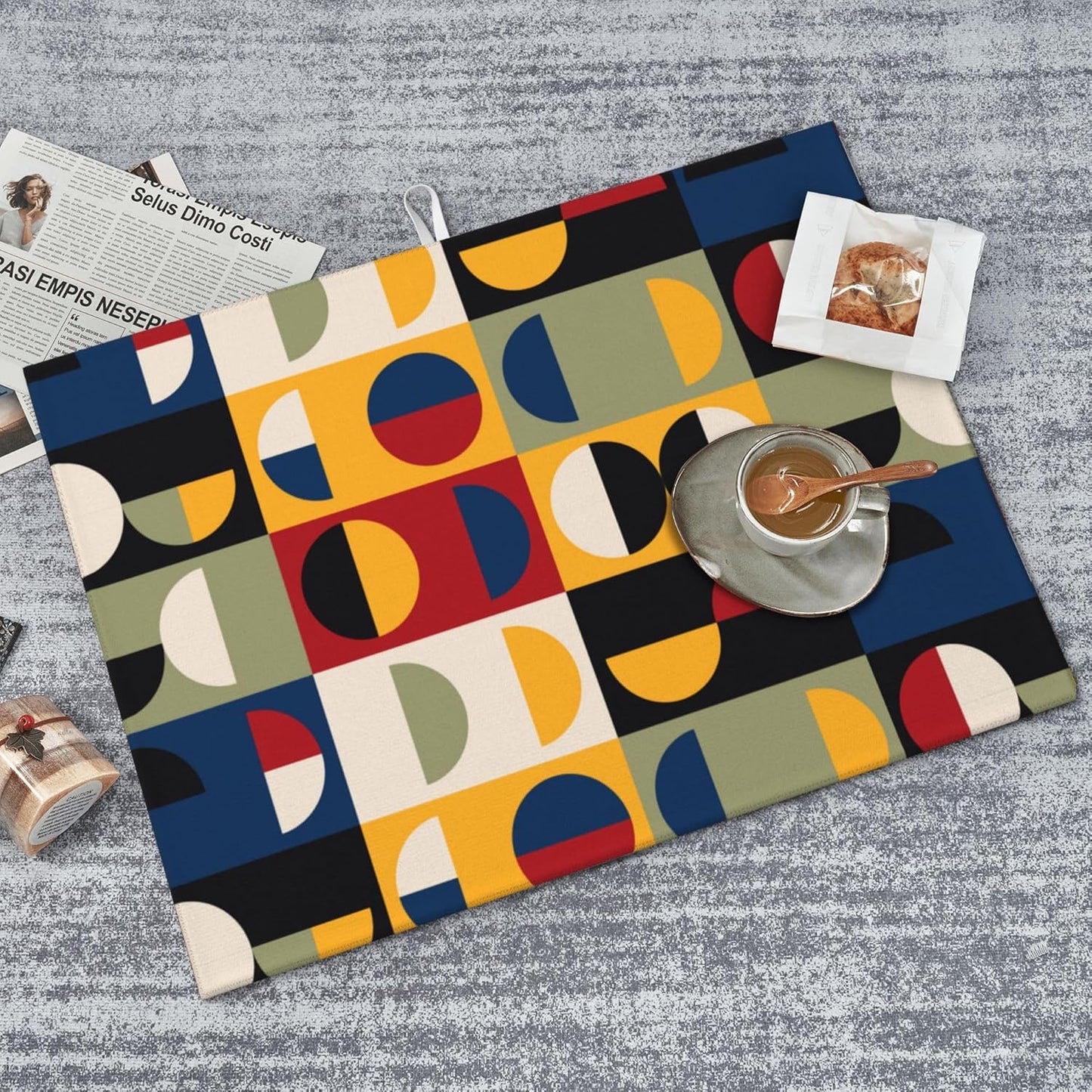 Retro Mid Century Modern Kitchen Drying Mat Microfiber Dish Drainer Mat for Kitchen Counter