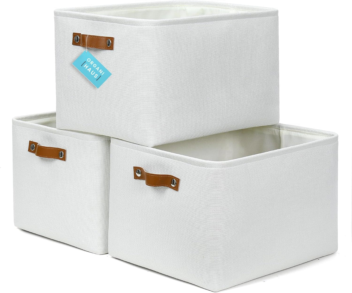 OrganiHaus Extra Large Fabric Storage Bins for Shelves 16x13in, Closet Storage Baskets for Shelf