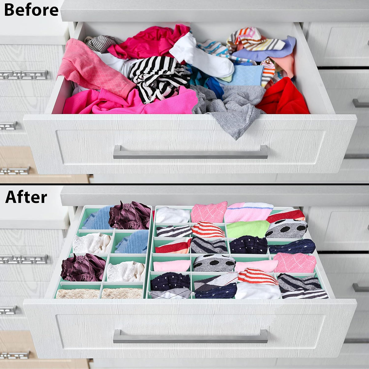 Simple Houseware 4-Pack Drawer Organizer Set - Closet Dividers for Underwear, Socks, Bras, Scarves