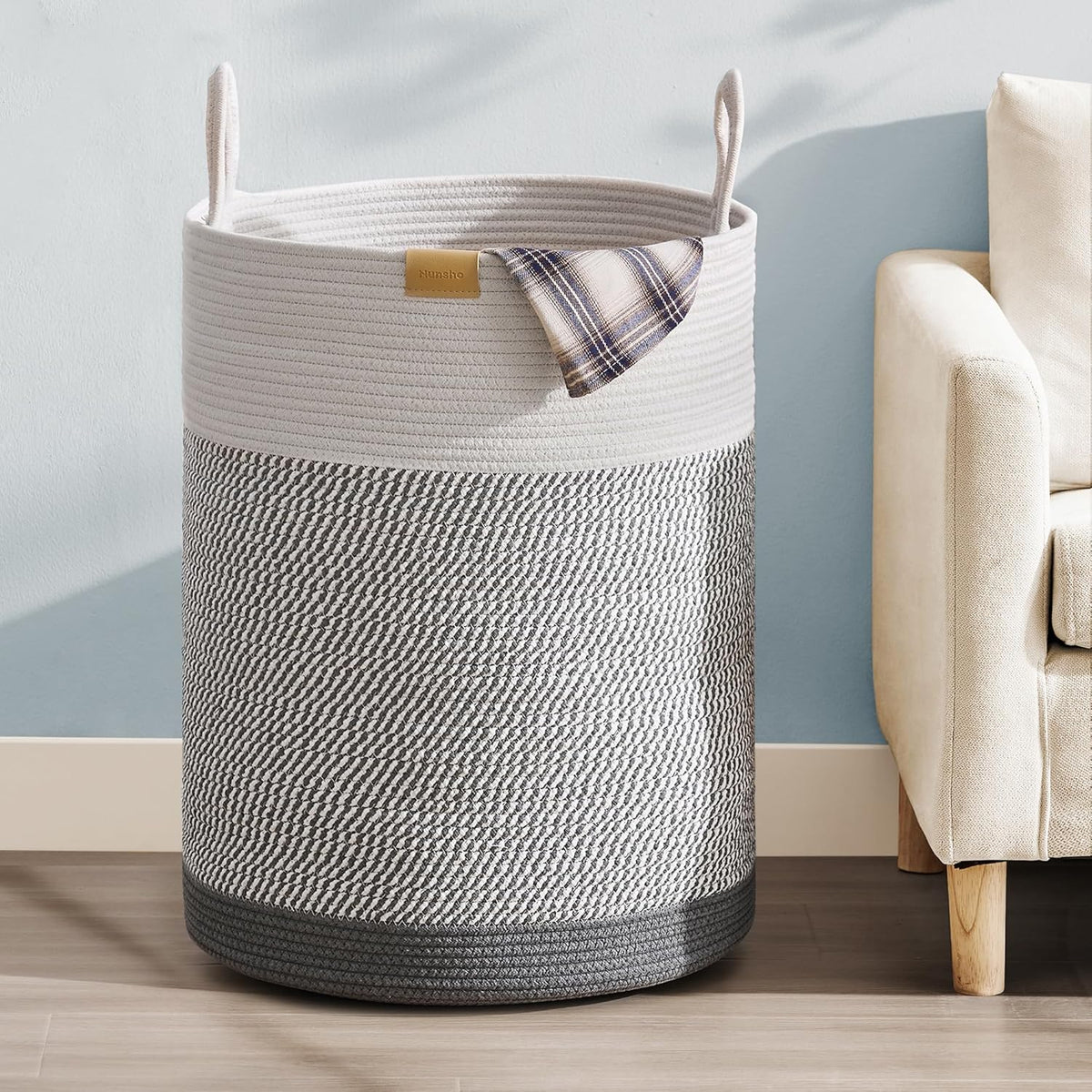 Laundry Hamper 95L,Large Laundry Basket for Clothes,Decorative Storage Basket for Blankets,Cotton