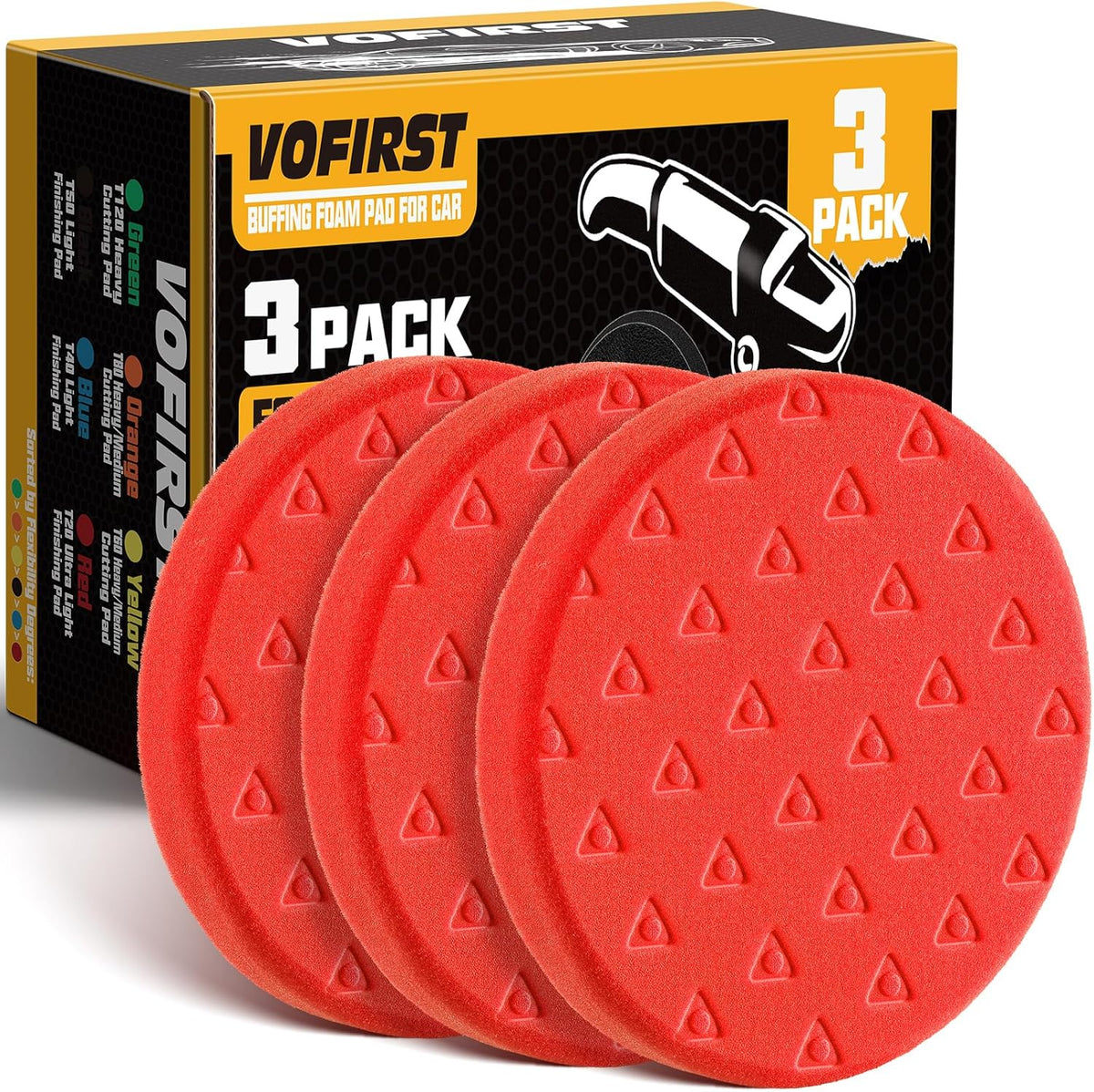 6 Inch Polishing Pad - 3Pcs Red Polishing Pad - 6.5 Inch Face for 6 Inch 150mm Backing Plate