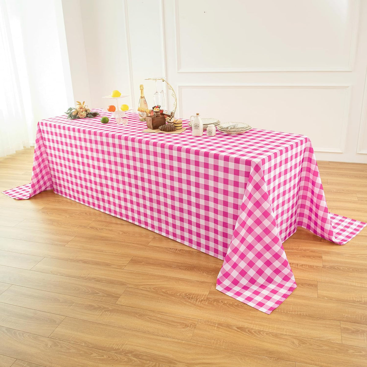 Classic Gingham Buffalo Tablecloth Fabric - Oblong 90x156 Inch Water Proof Checkered Table Cloth