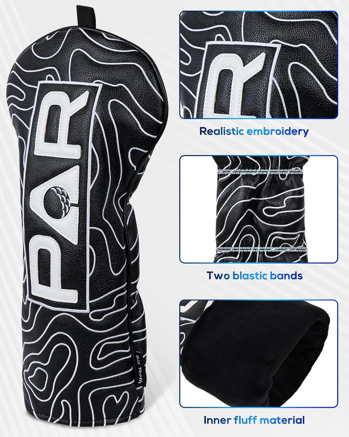 Big Teeth Golf Club Covers Full Set Driver Headcover Fairway Wood Hybrid Golf Club Iron Head