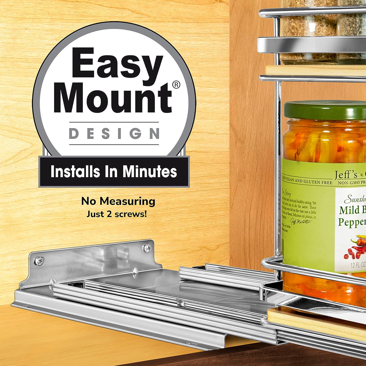 LYNK PROFESSIONAL® Élite™ Pull Out Spice Rack Organizer for Inside Kitchen Cabinets - 8-1/4 inch