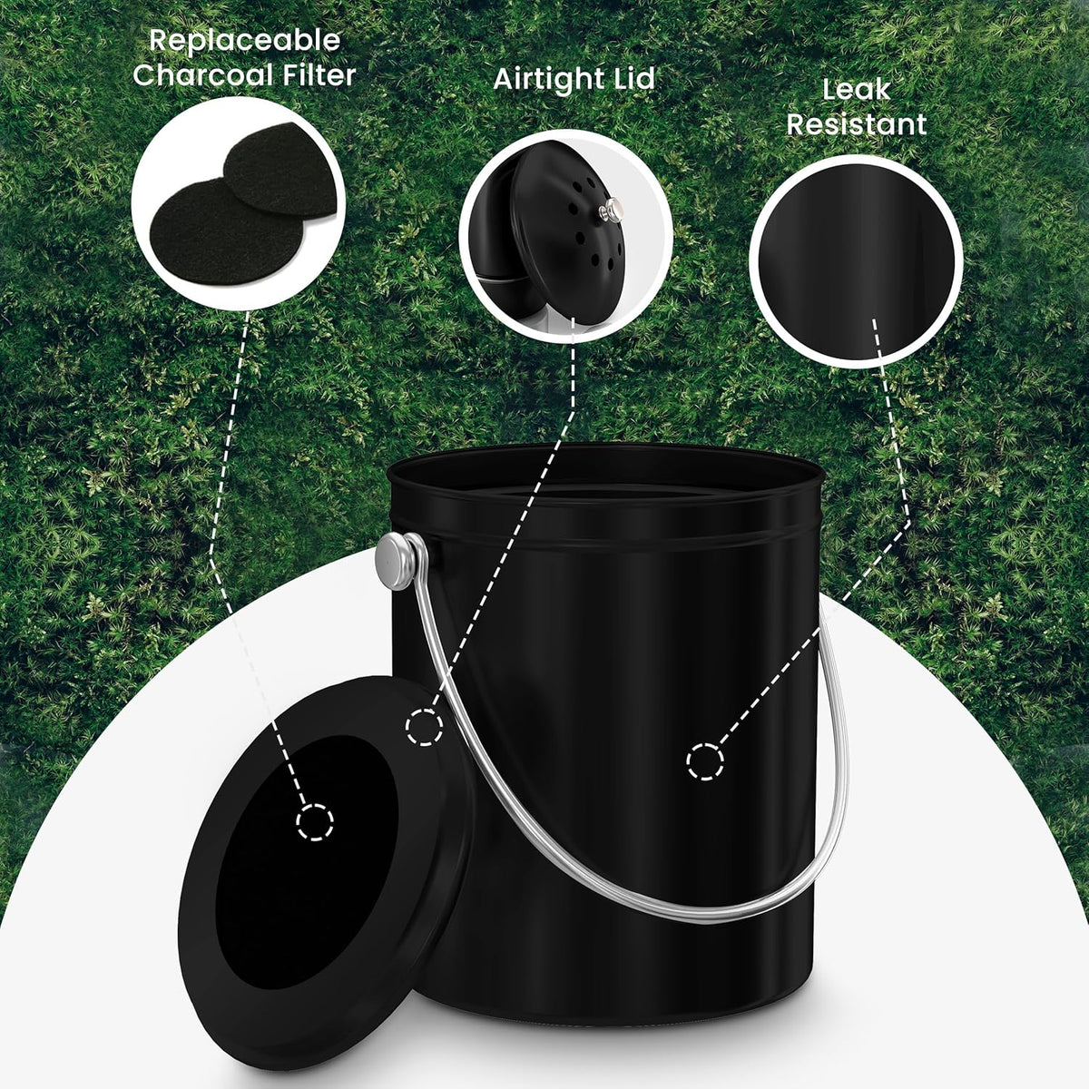 Utopia Kitchen Compost Bin for Kitchen Countertop, 1 Gallon Compost Bucket for Kitchen with Lid
