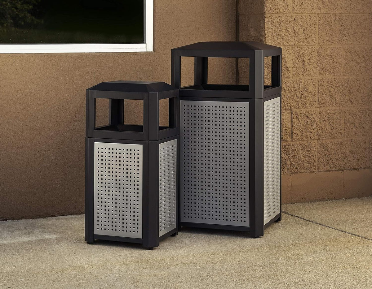 Safco Evos Steel Trash Can, 15 Gallons, Indoor and Outdoor Use, Commercial Garbage Can with Plastic