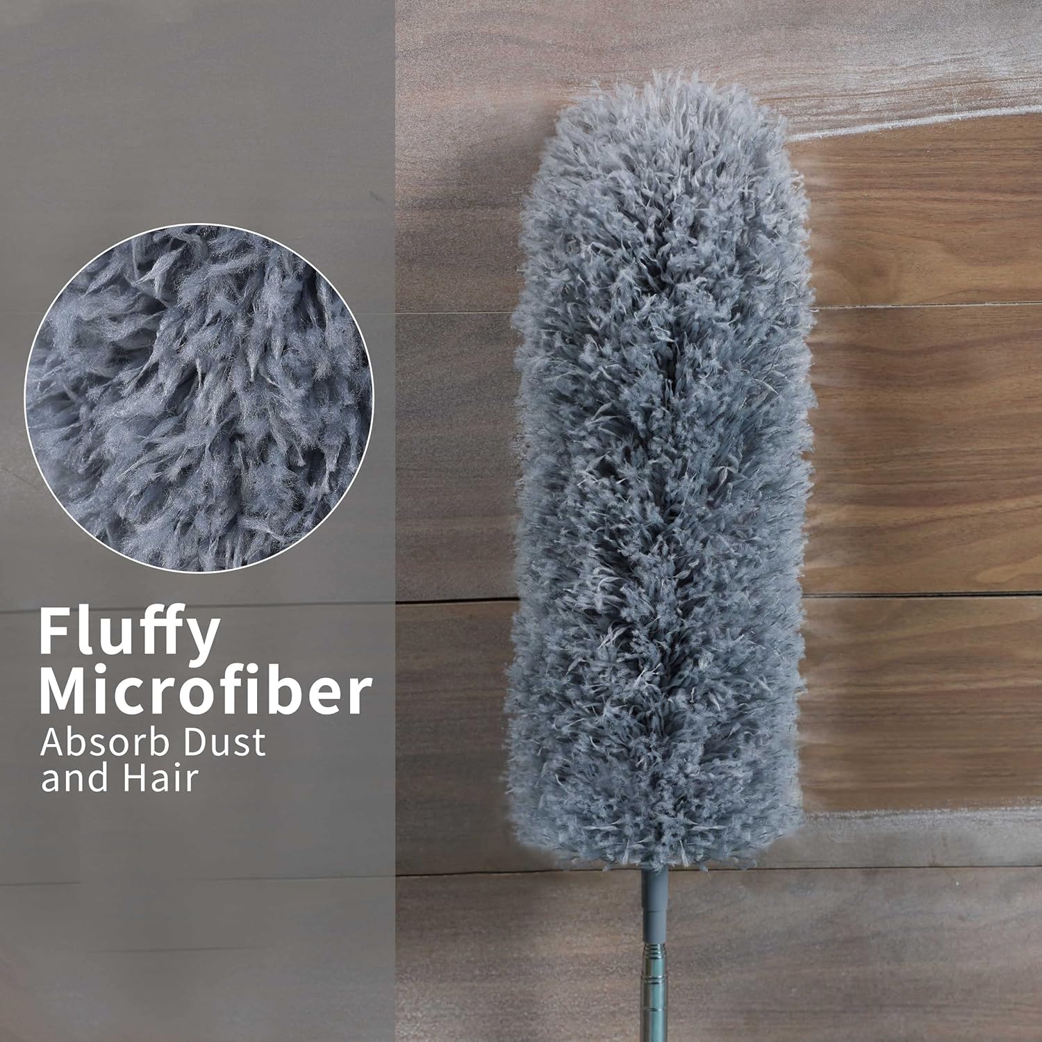 BOOMJOY Microfiber Feather Duster with 100 inches Extension Pole, Dusters for Cleaning High