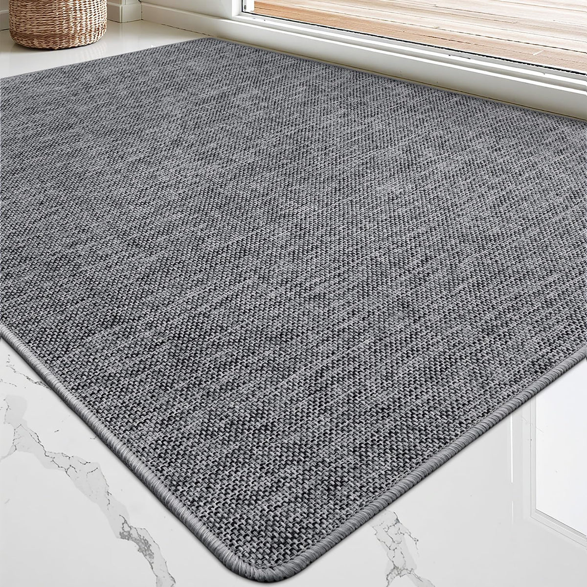 LUMI Ultra Thin Door Mat for Entryway, Low Profile Non Slip Rubber Backing Indoor Doormat, Easy