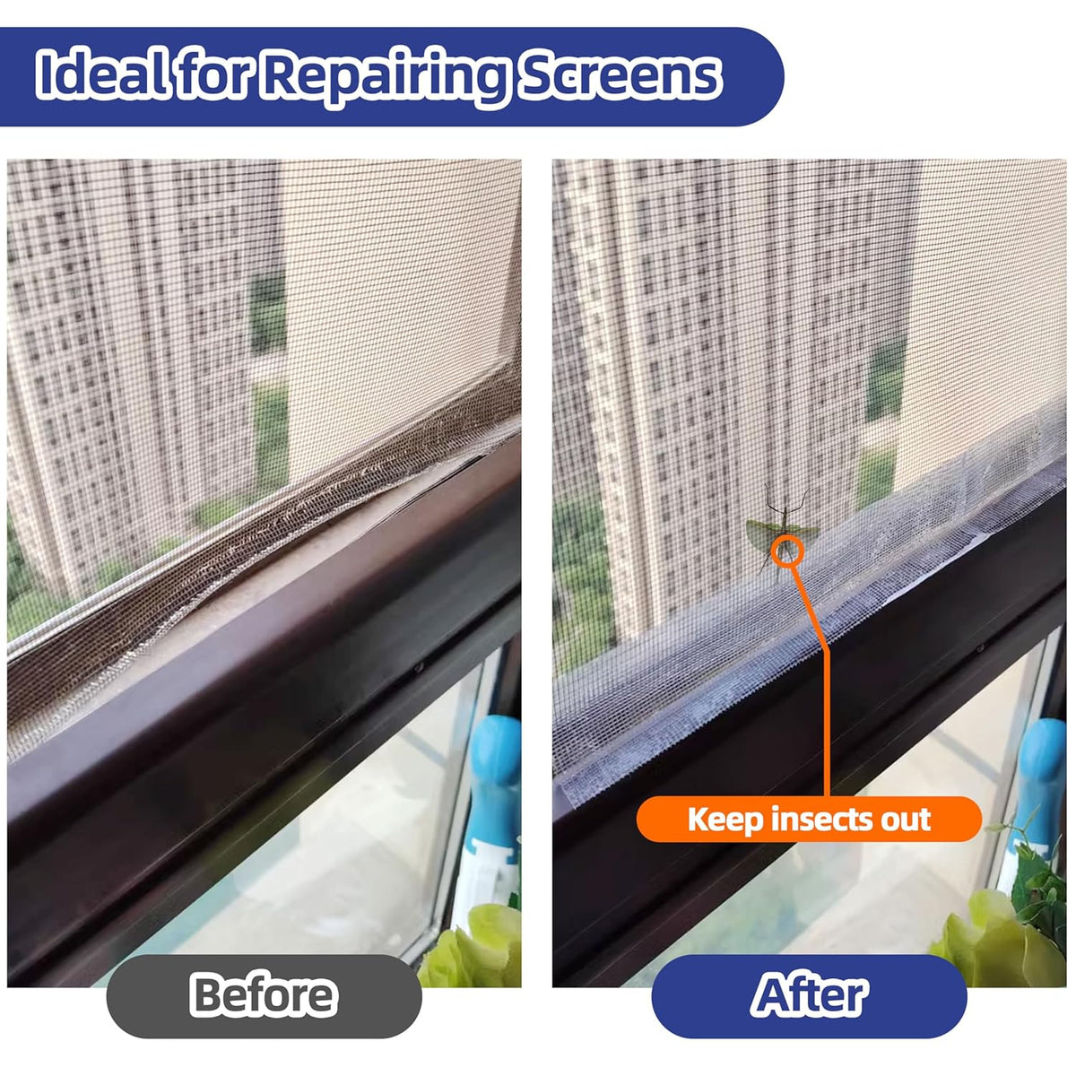 KING MOUNTAIN Black Window Screen Repair Tape,3inX20FT Heavy Duty Screen Repair Kit for Window