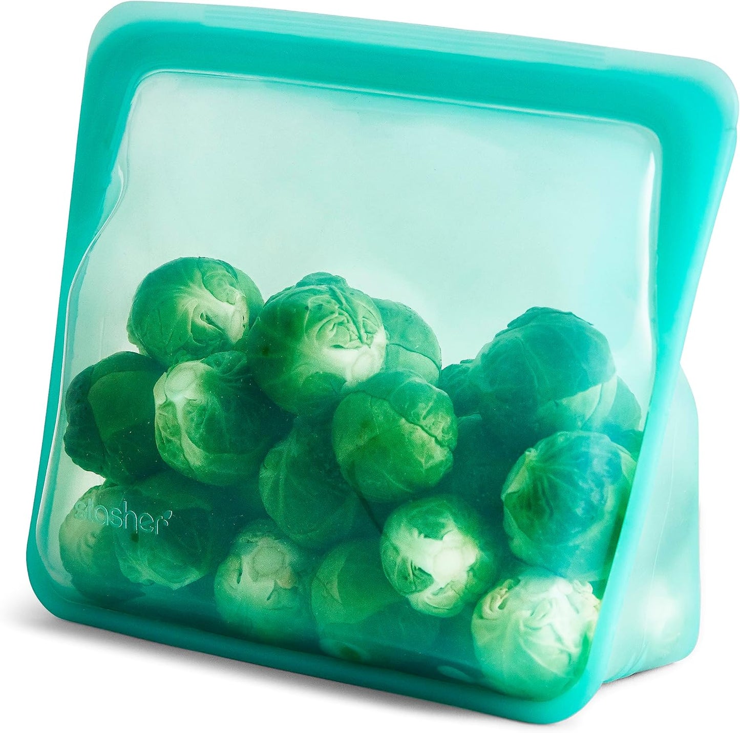 Stasher Premium Silicone Reusable Food Storage Stand-Up Mid Bag, Aqua, Microwave, Sous Vide
