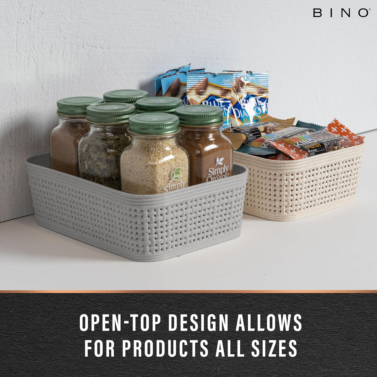 BINO | Woven Plastic Basket | XS (Natural), 5-Pack | THE JUTE COLLECTION | Home Organization, Space