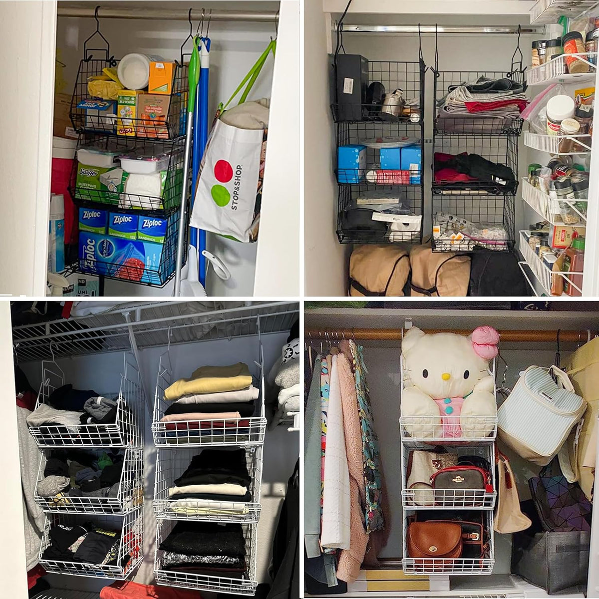 X-cosrack 3-Tier Hanging Storage Organizer for Closet, Laundry & Utility Room | Space Saving
