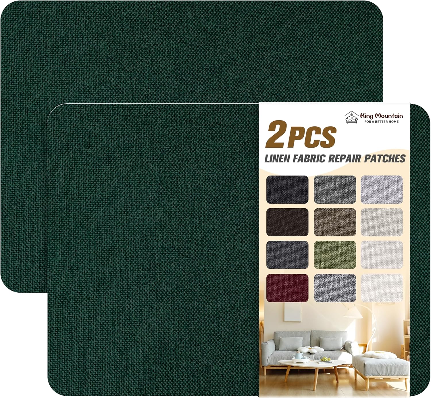 KING MOUNTAIN Coarse Linen Repair Patches, Self-Adhesive Linen Fabric Patches, 8X11 inch 2 PCS