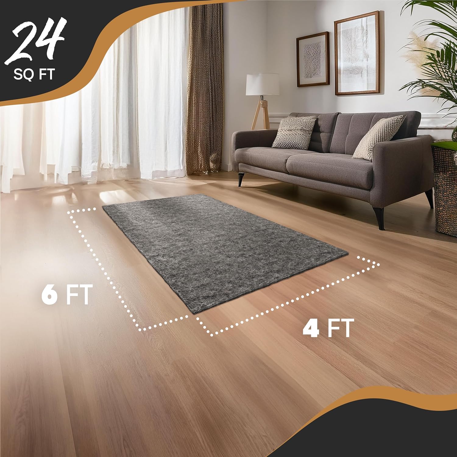 Nevlers 4'x6' Felt TPO Non Slip Rug Pad | 1/4" Thick Anti Slip Rug Grips | Carpet Pads Non Slip