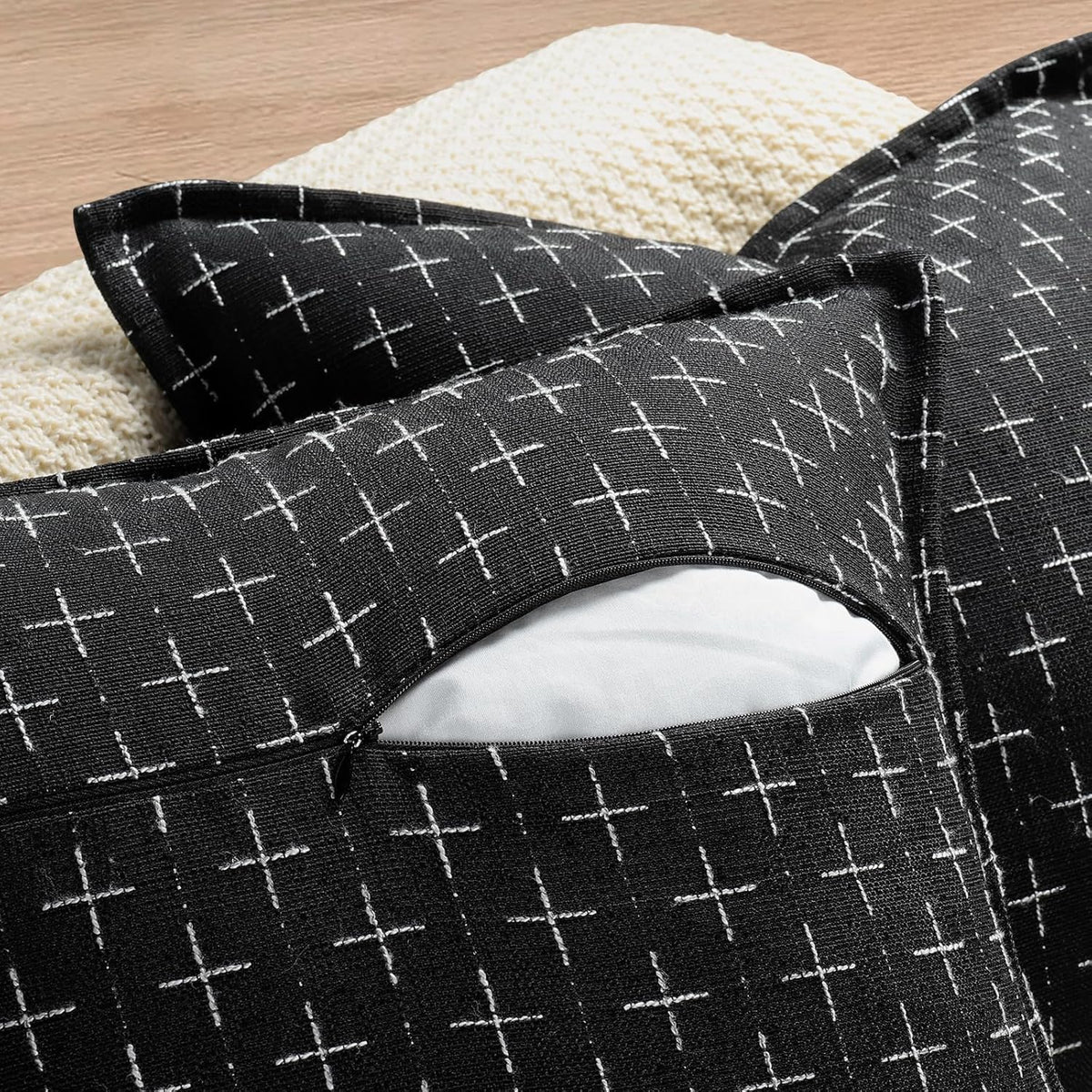 ZWJD Pillow Covers 26x26 Set of 2 Soft Polyester Textured Pillow Covers with Stylish Flange Edge