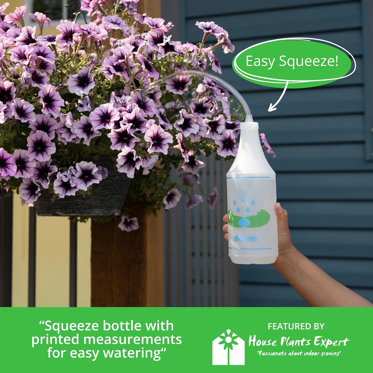 UpBloom - 32 Oz Squeeze Bottle for Hanging Plants, Squirt Bottle/Water Container for Outdoor/Indoor