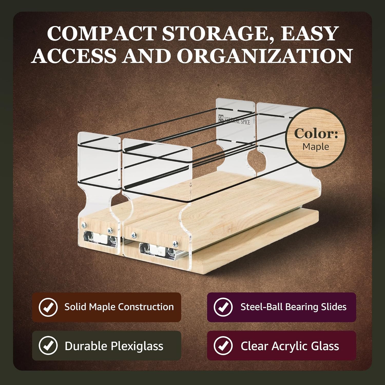 Vertical Spice Combo Spice Rack Drawer - Pull Out Pantry Organizers and Storage - Kitchen Cabinet