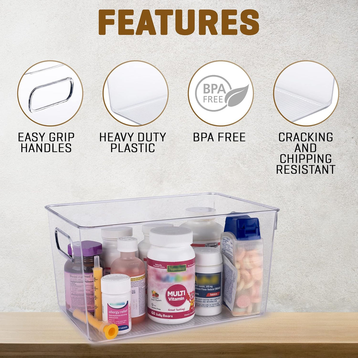 Clear Plastic Storage Bins, Pantry Organizers and Storage Containers Fridge Organizer Bins for