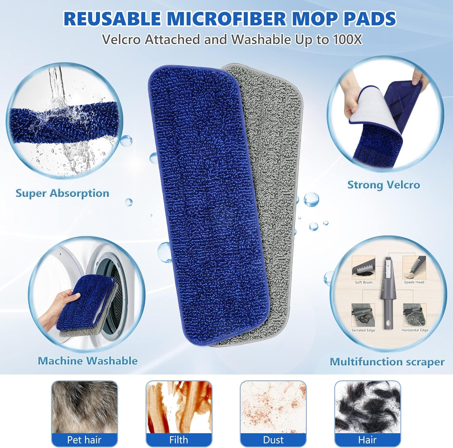 Spray Mops for Floor Cleaning - BPAWA Microfiber Floor Mop Flat Wet Mop Dry Dust Mop for Hardwood