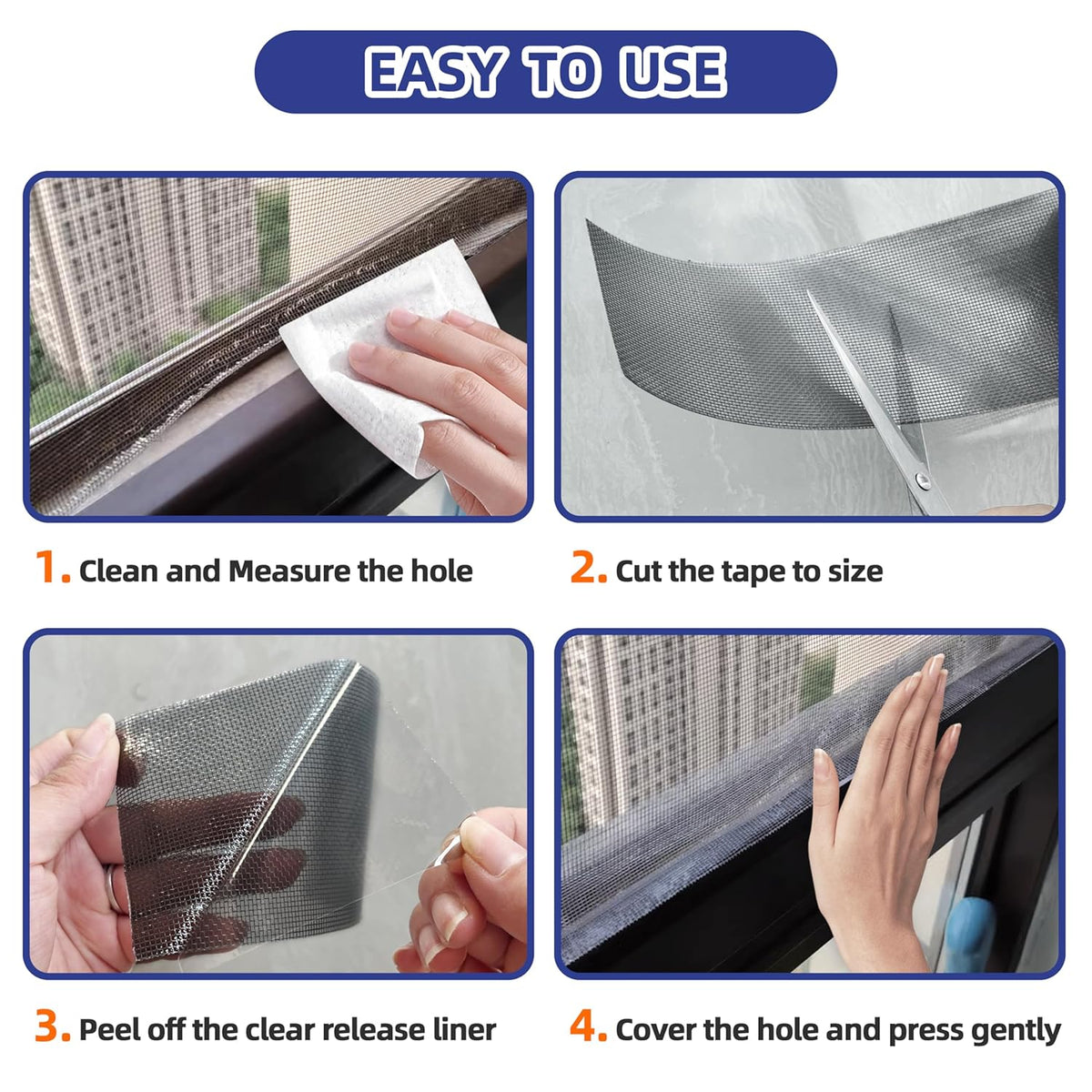 KING MOUNTAIN Black Window Screen Repair Tape,3inX10FT Heavy Duty Screen Repair Kit for Window