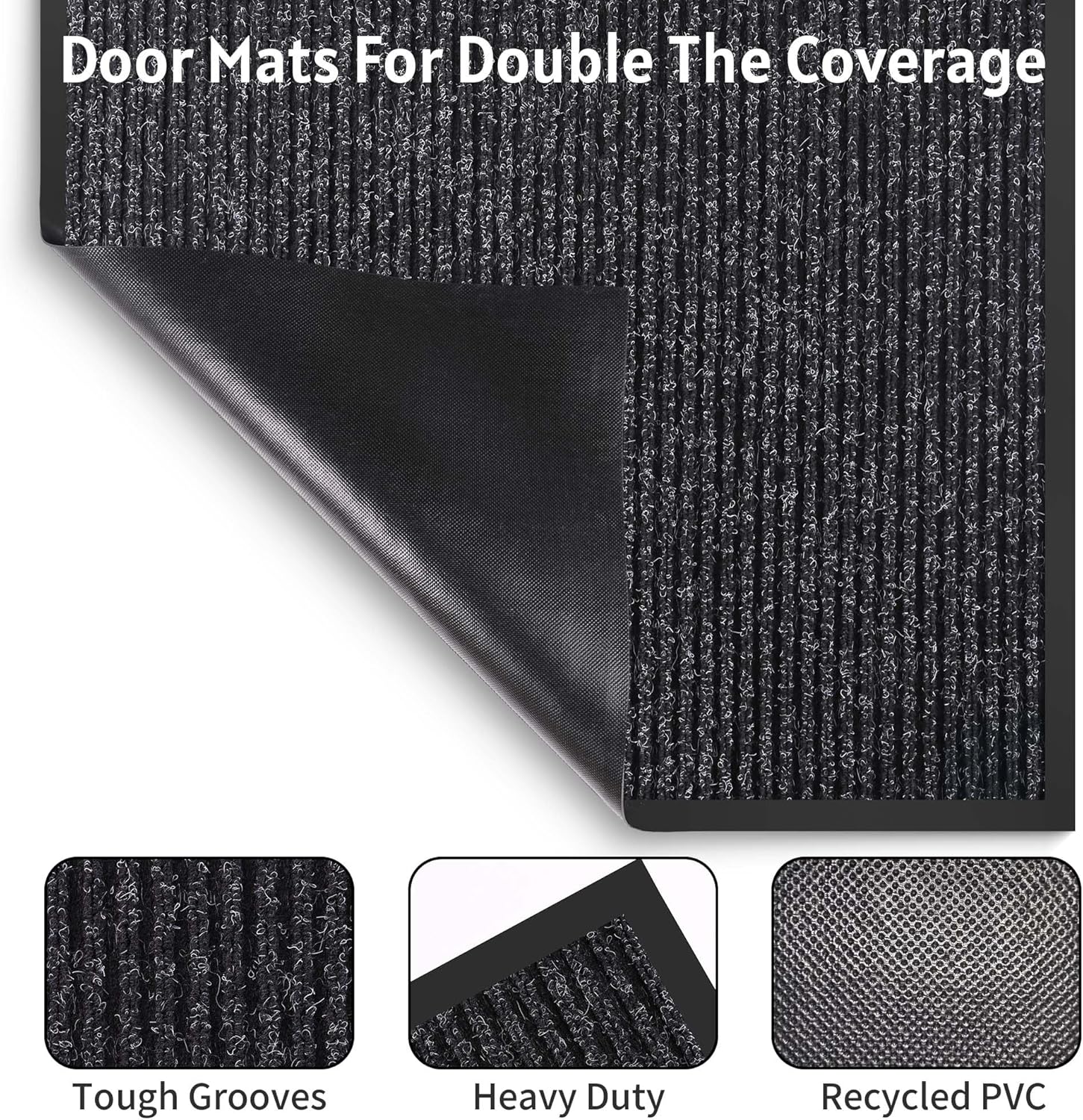Front Door Mat Indoor Outdoor Entrance, 48" x 72" Dirt Resistant and Absorbent Door Mat, TPR