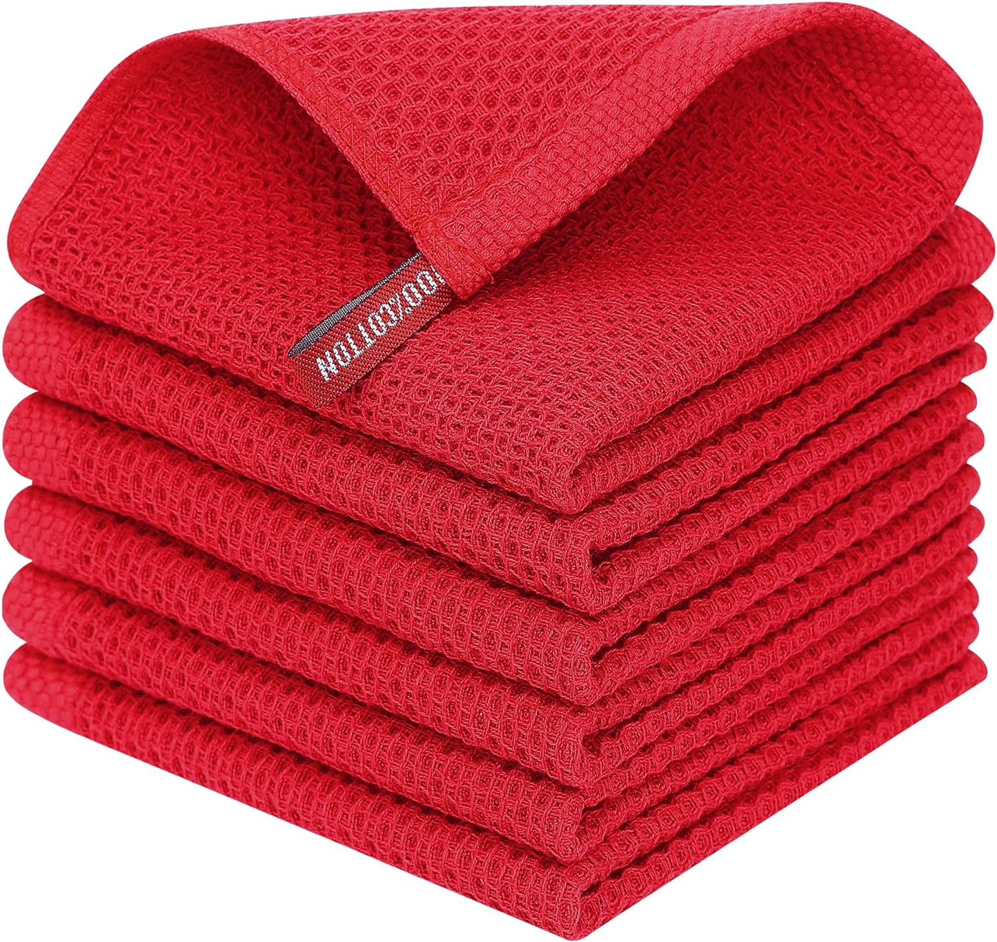 Homaxy 100% Cotton Waffle Weave Kitchen Dish Cloths, Ultra Soft Absorbent Quick Drying Dish Towels