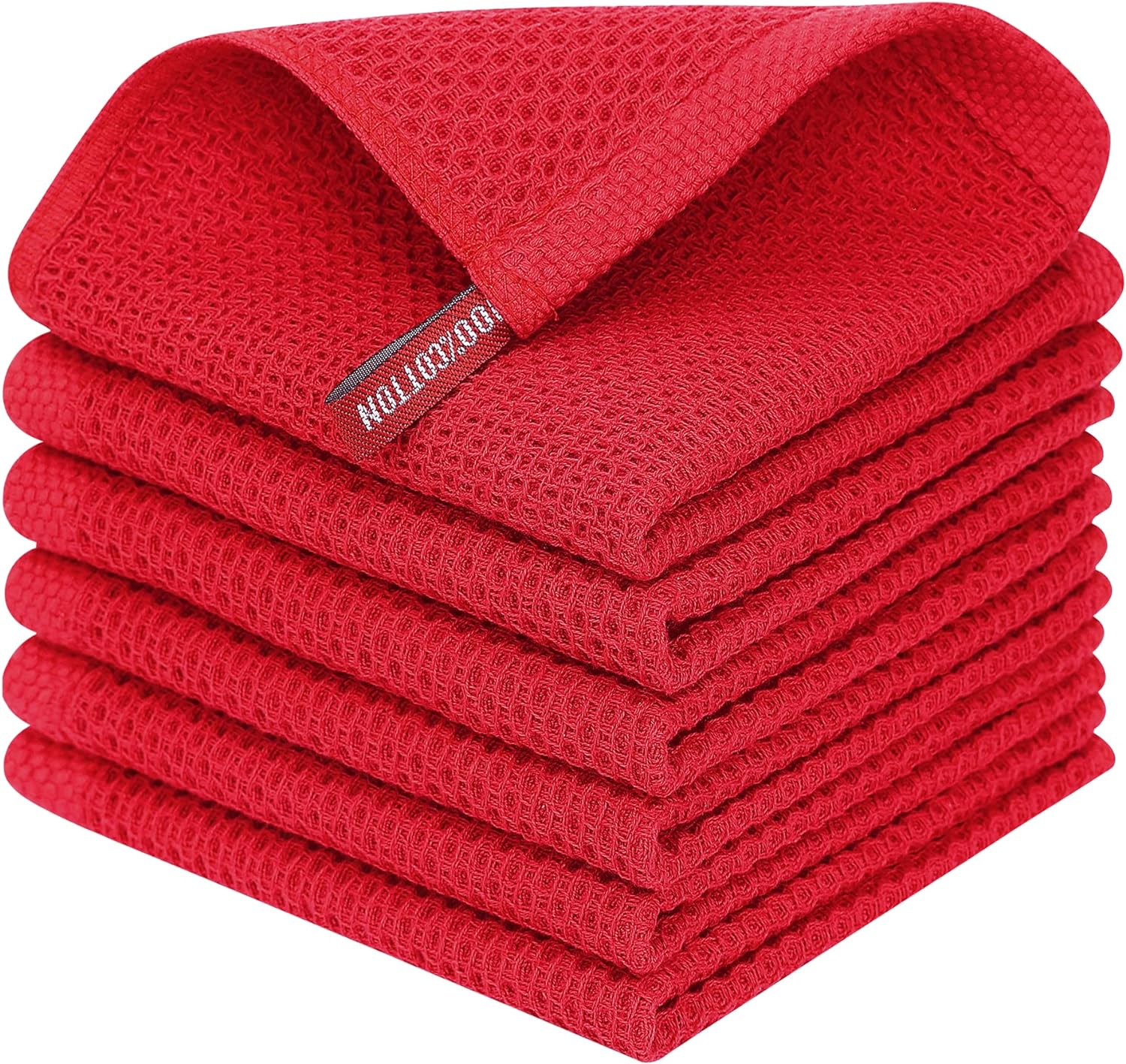 Homaxy 100% Cotton Waffle Weave Kitchen Dish Cloths, Ultra Soft Absorbent Quick Drying Dish Towels