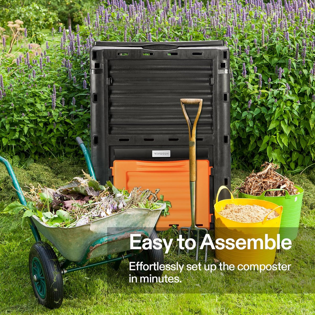 VIVOSUN Compost Bin 80Gallon (300L), Outdoor Composter W/Large Capacity & Easy Assembling, Compost