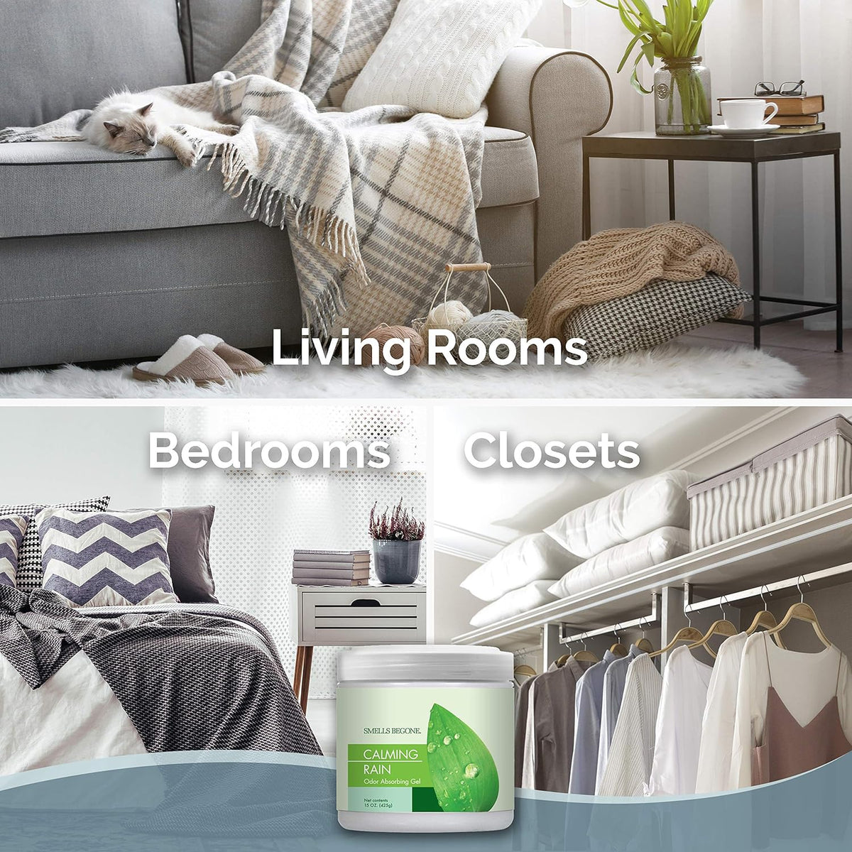 SMELLS BEGONE Air Freshener Odor Absorber Gel - Absorbs Odor from Bathrooms, Cars, Pet Areas, Boats