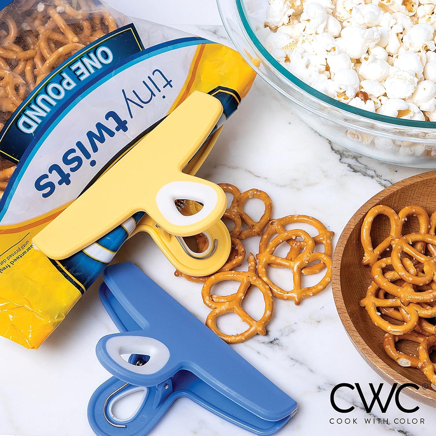 COOK WITH COLOR Bag Clips - Heavy Duty Chip Clip and Refrigerator Magnet Clips for Food Storage