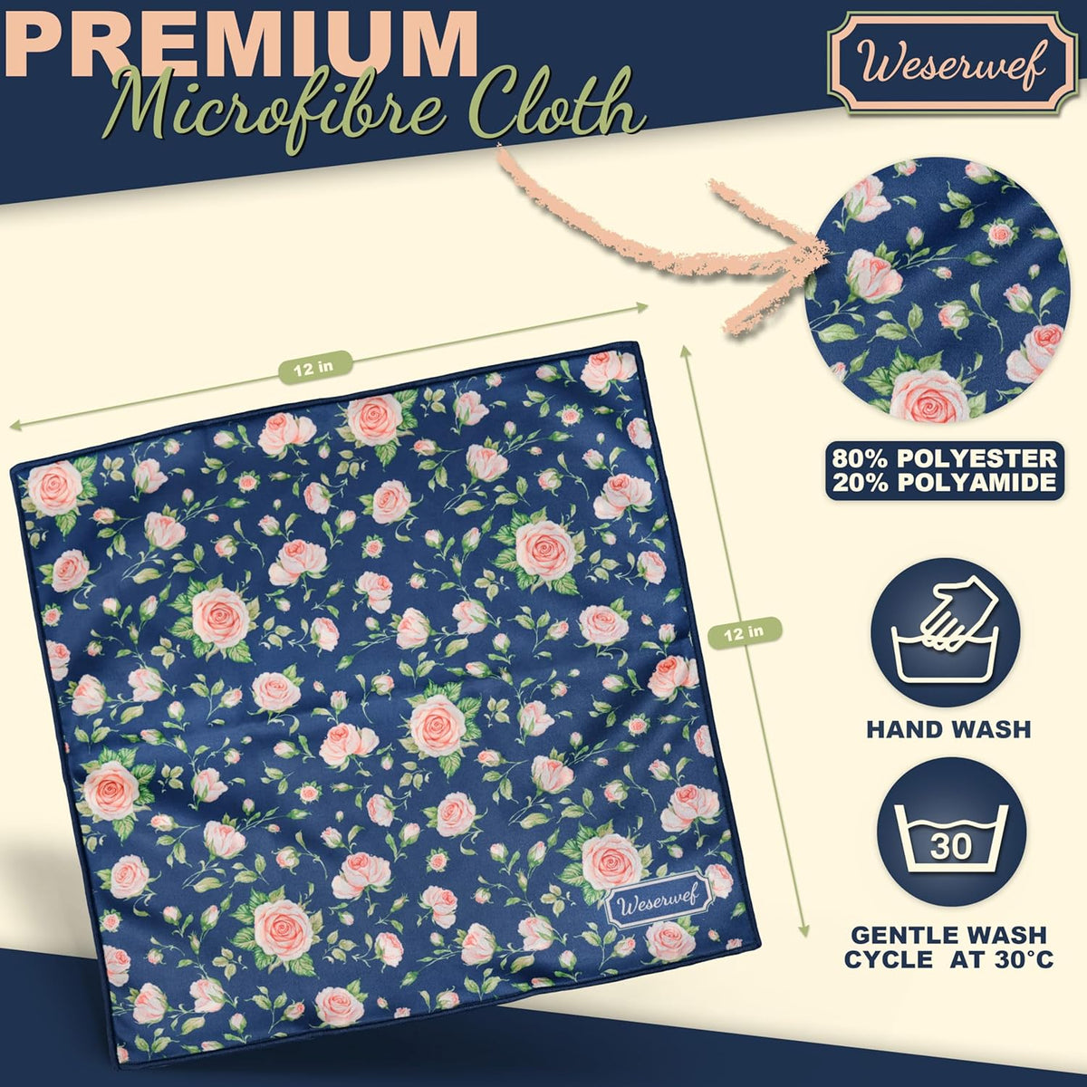 WESERWEF Design Microfiber Glasses Cleaning Cloth – Premium Cleaning Cloth for Eyeglasses, Screens