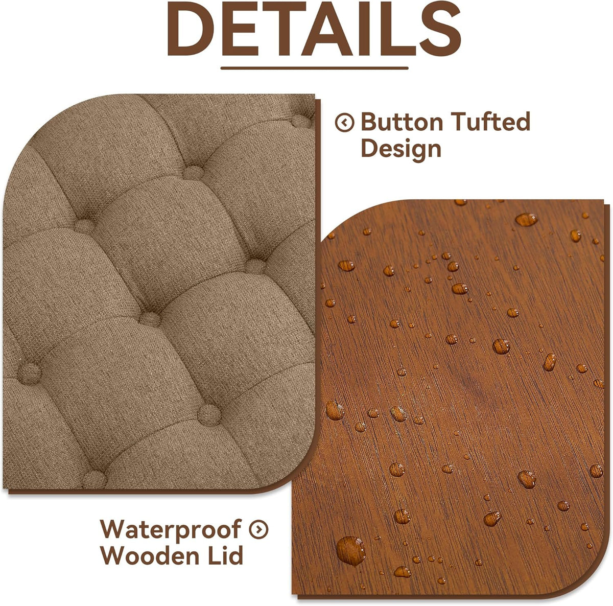30Inch Round Storage Ottoman with Tray, Modern Tufted Fabric Circle Coffee Table with Storage