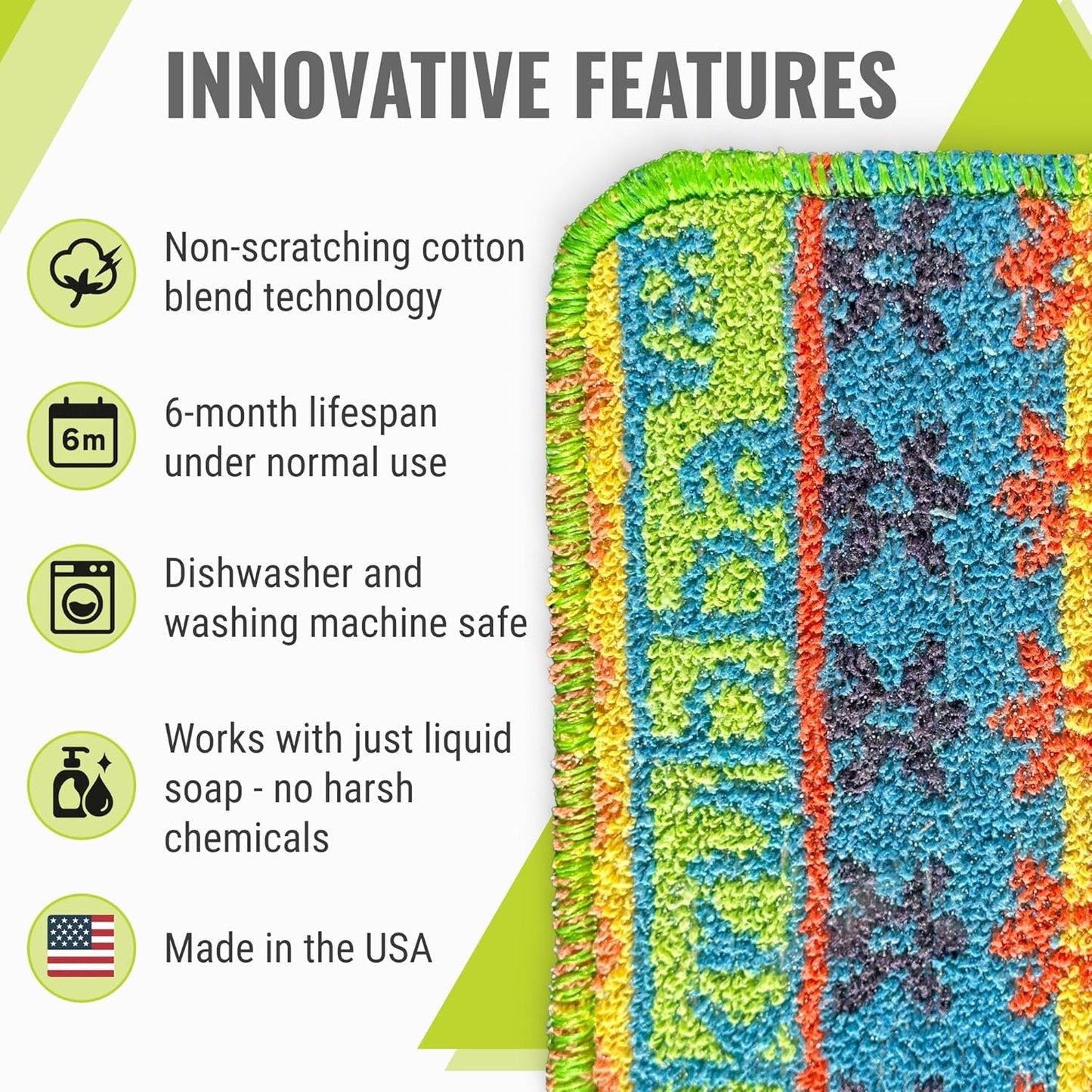 Wet-it! Skrubba 3-Pack Reusable Dish Scrubbers – Non-Scratch Scouring Pads for Kitchen & Household
