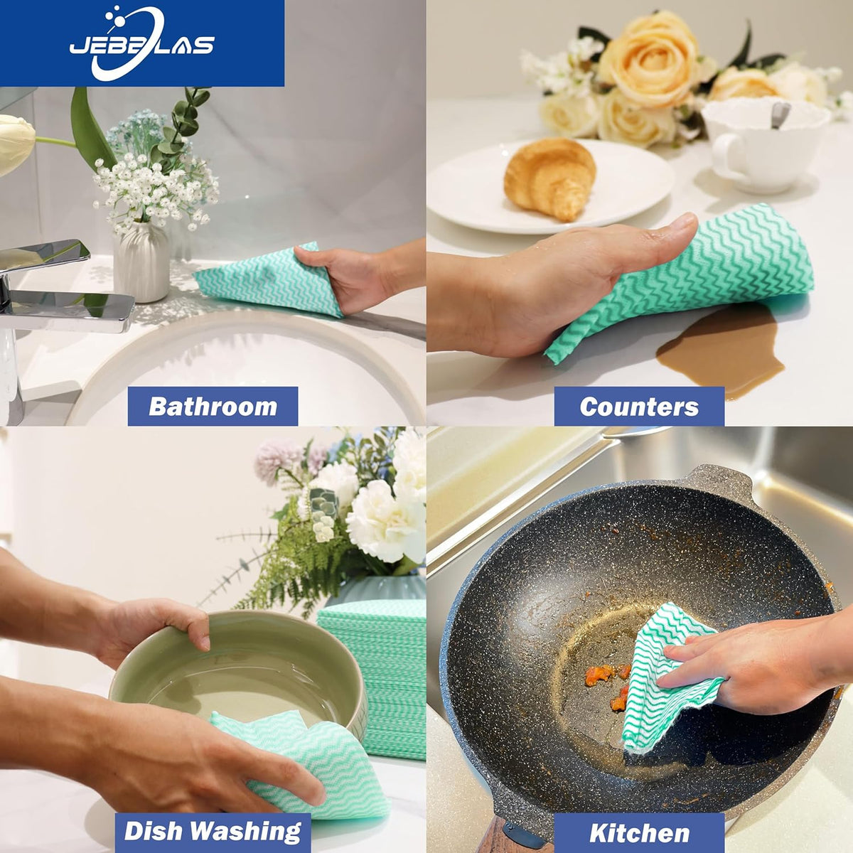 JEBBLAS Handi Wipes Reusable Cloths Dry Cleaning Cloths Dish Towel Kitchen Towel Handy Cleaning