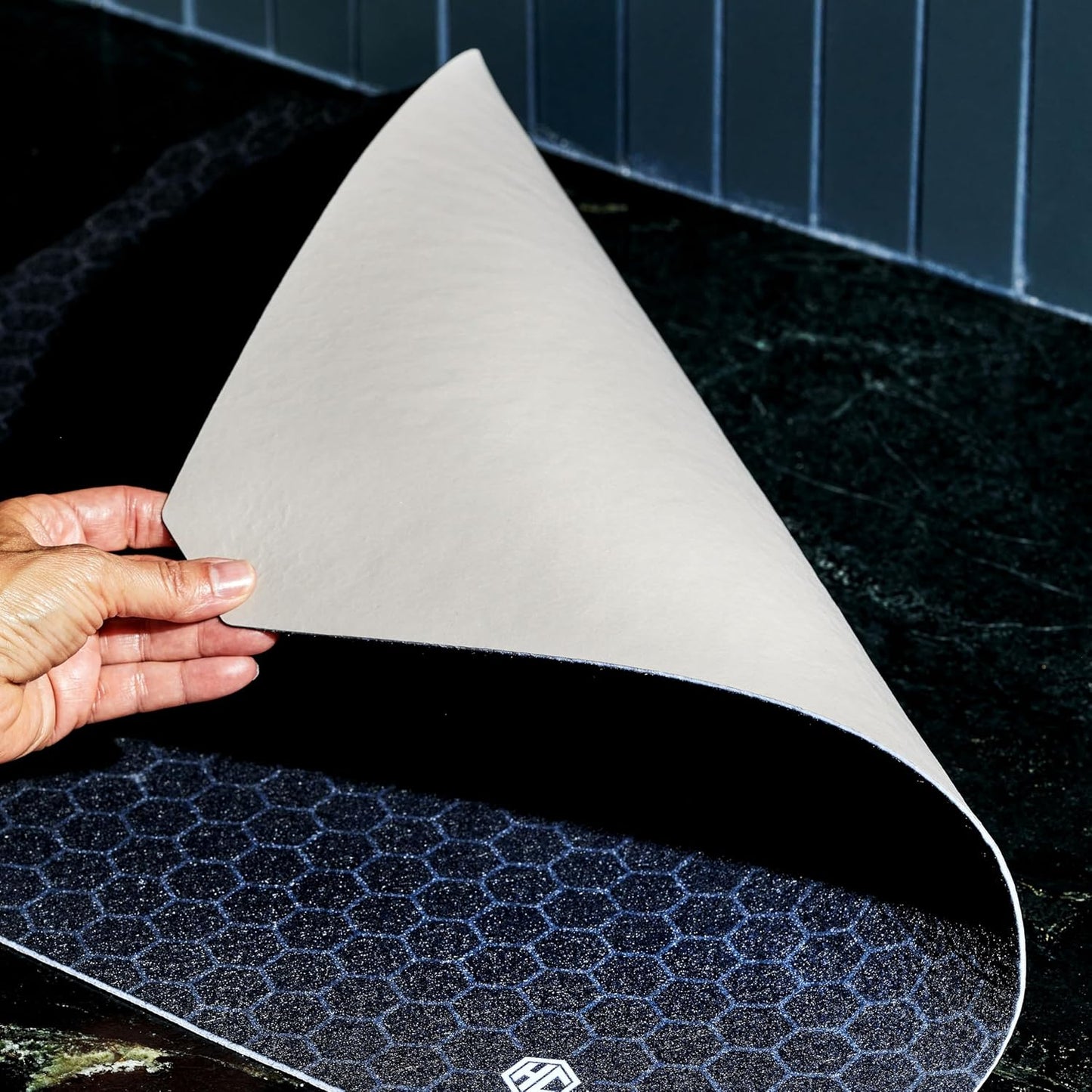 HexClad 2-Piece Dish Drying Mat Set Made of Absorbent Fabric that Holds up to 8oz of Liquid