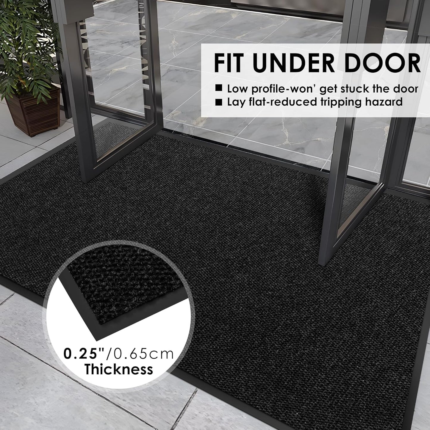 4′ x 16′ Front Door Mat Indoor Outdoor Entrance, Commercial Floor Mat Heavy Duty Dirt Trapper