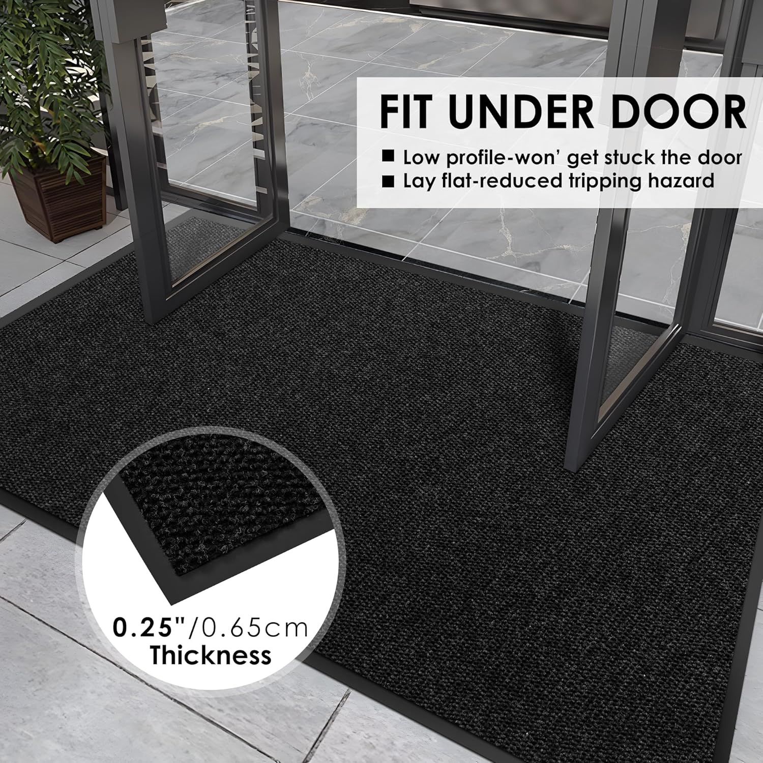 2′ x 36′ Front Door Mat Indoor Outdoor Entrance, Commercial Floor Mat Heavy Duty Dirt Trapper