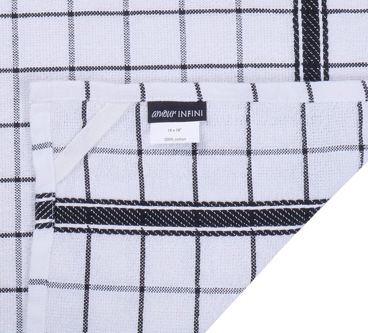 AMOUR INFINI Terry Cotton Kitchen Towels 4-Pack - Large 18 x 28 Inch, Absorbent & Soft Dish Towel