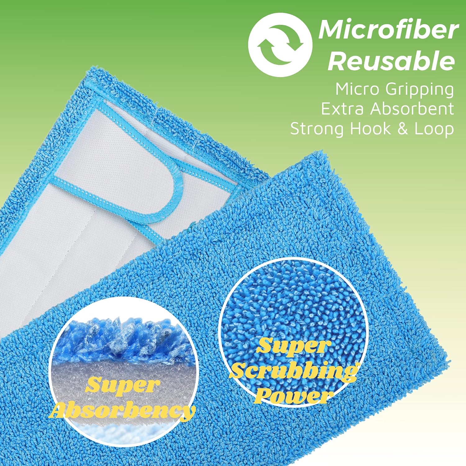 Reusable Mop Pad for Swiffer Sweeper Mop, 12.5'' Microfiber Mop Pad Refill Washable for Hard Floor