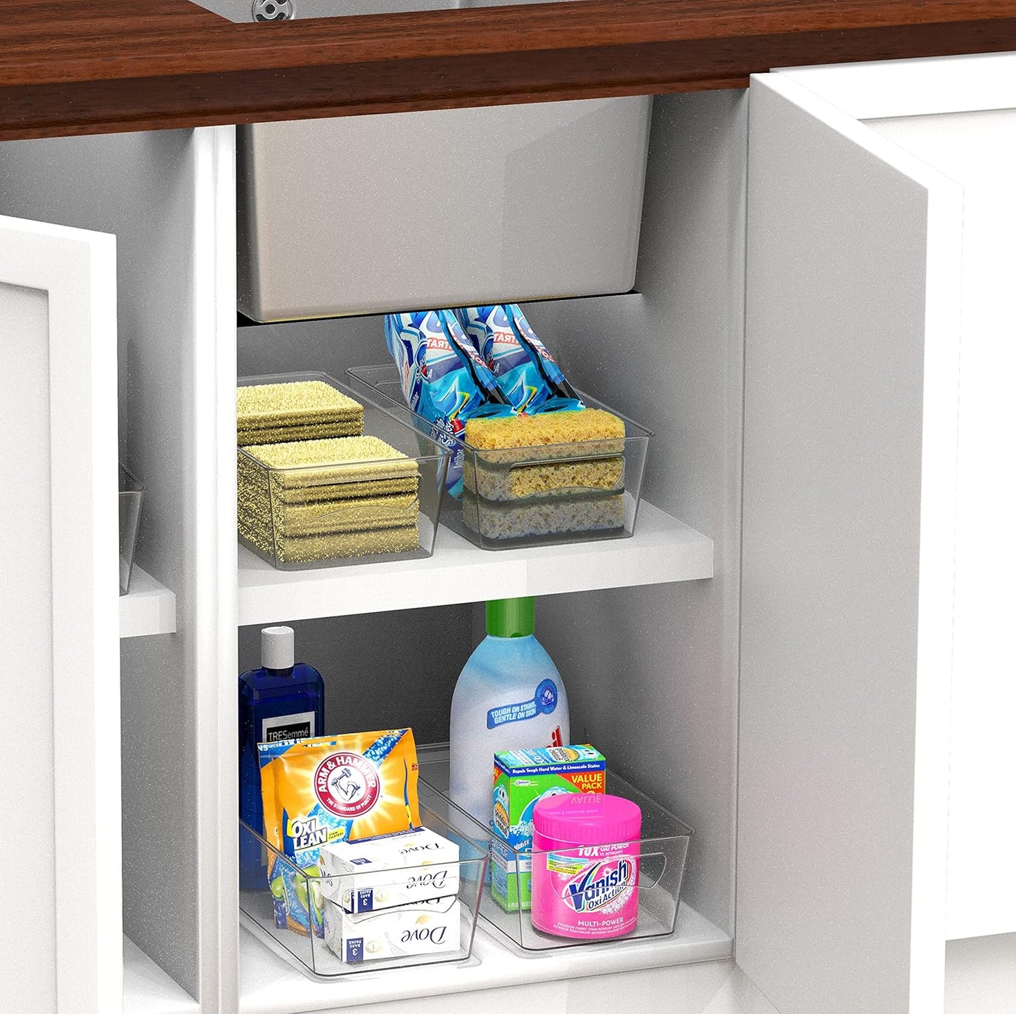 Simple Houseware Clear Storage Bins Organizer for Freezer / Fridge / Pantry, 12'' x 6.2'' x 3.4''