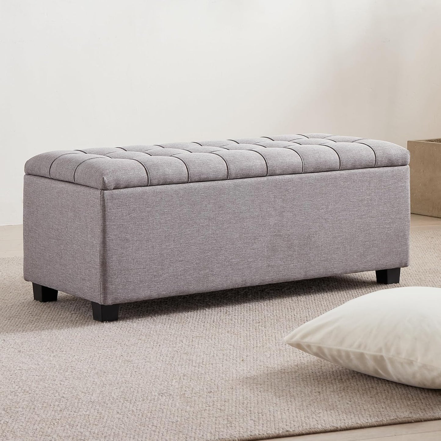 Ottoman with Storage 38 inches, Furniture End of Bed Storage Benches, Long Ottomans Bench with