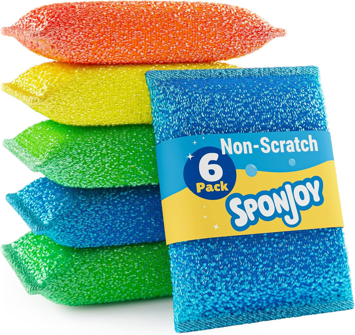 6-Pack Dish Sponges Kitchen - Colorful Kitchen Sponges for Washing Dishes, Non-Scratch &