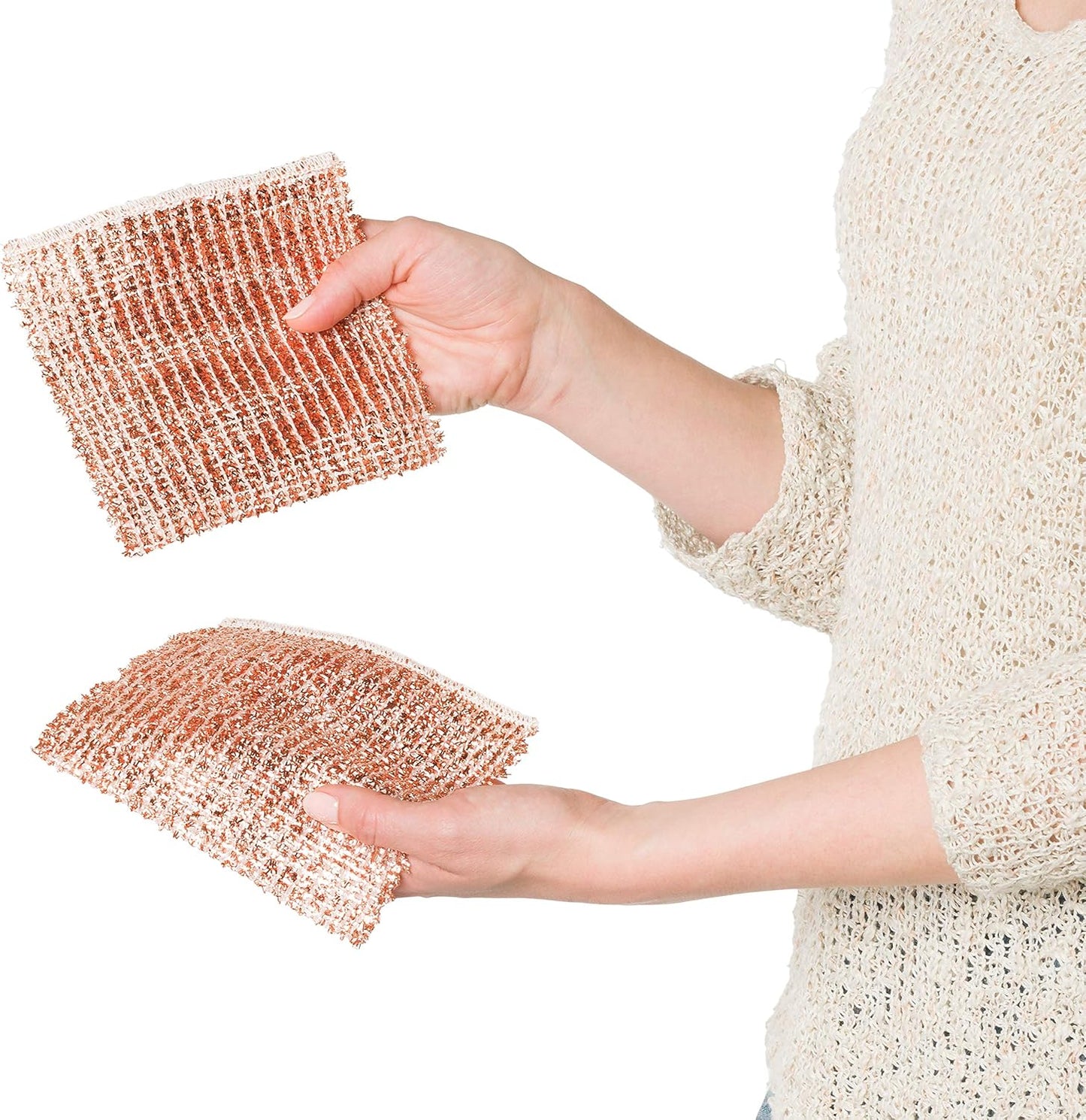 Redecker Real Copper Cleaning Cloths – Scratch-Free 2-Ply Woven Copper Scrub Pads for Pots, Pans
