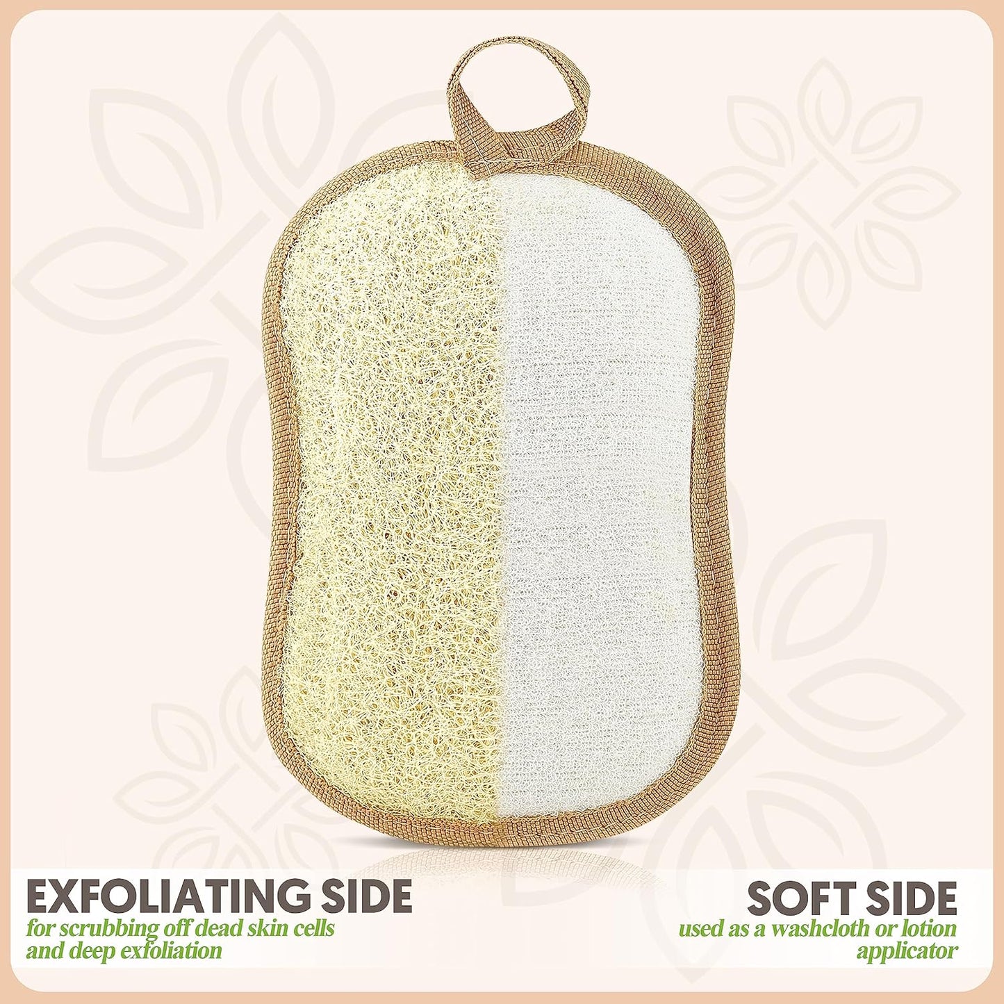 Almooni Premium Exfoliating Loofah Pad Body Scrubber, Made with Natural Egyptian Shower loofa