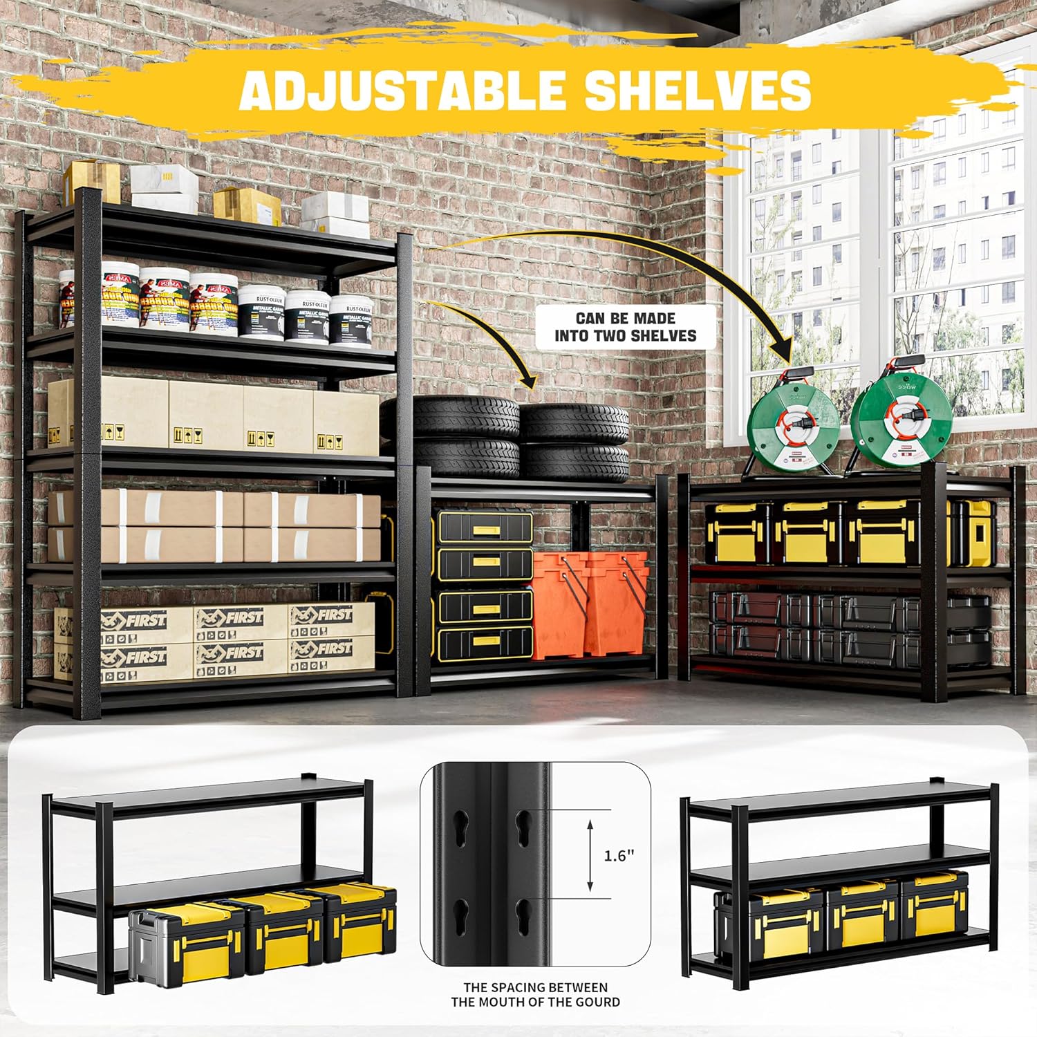 Garage Shelving Unit,78"*40“*16”Thickened Metal Shelving Units for Garage Storage Shelves