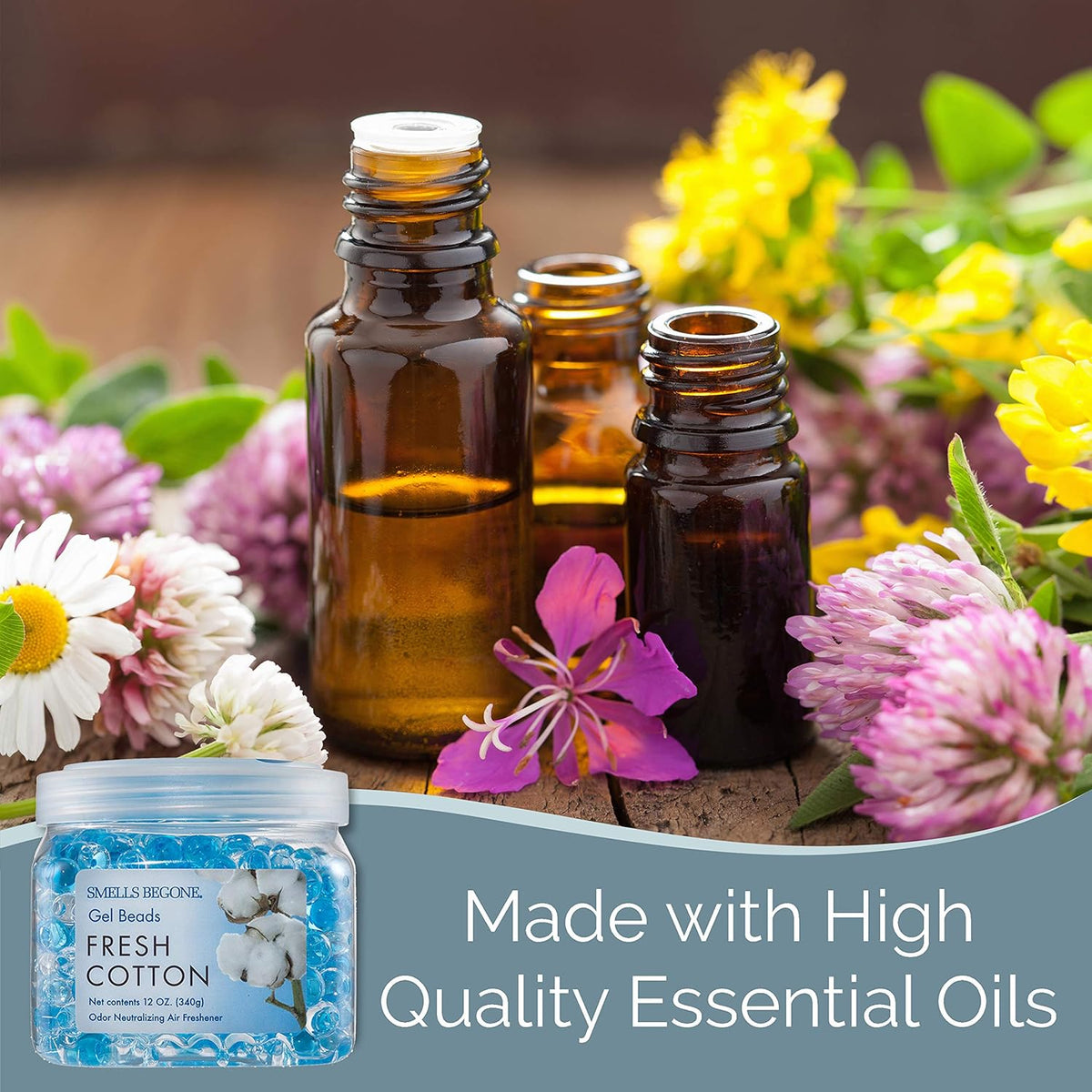 SMELLS BEGONE Odor Eliminator Gel Beads - Air Freshener - Eliminates Odor in Bathrooms, Cars