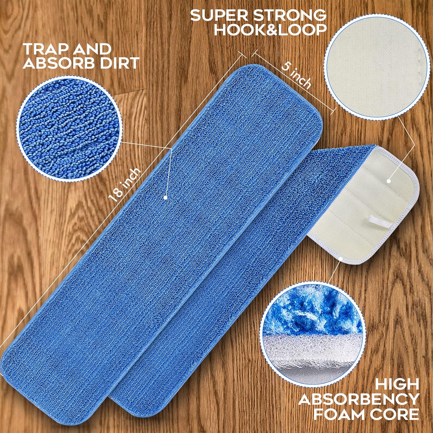 Matthew 18'' 36Pcs Microfiber Spray Mop Replacement Pads Heads for Wet Dry Floors Reusable Home