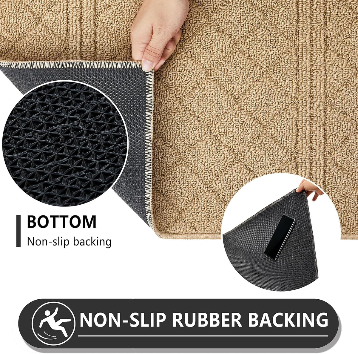 REFETONE Indoor Doormat, Front Back Door Mat 24"x36" Absorbent Rubber Backing Non Slip Door Mats